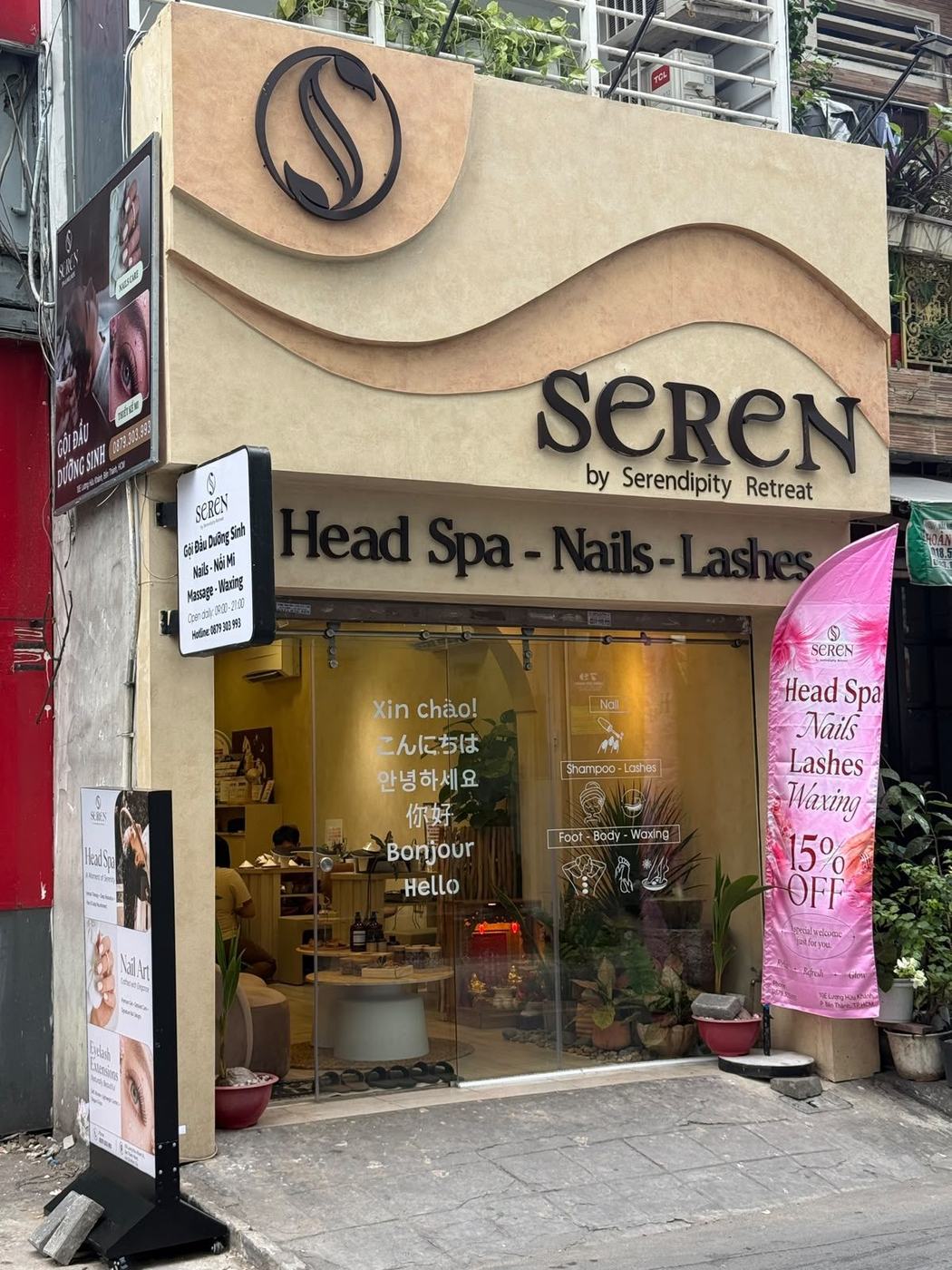 SEREN's sandstone shopfront on Lương Hữu Khánh